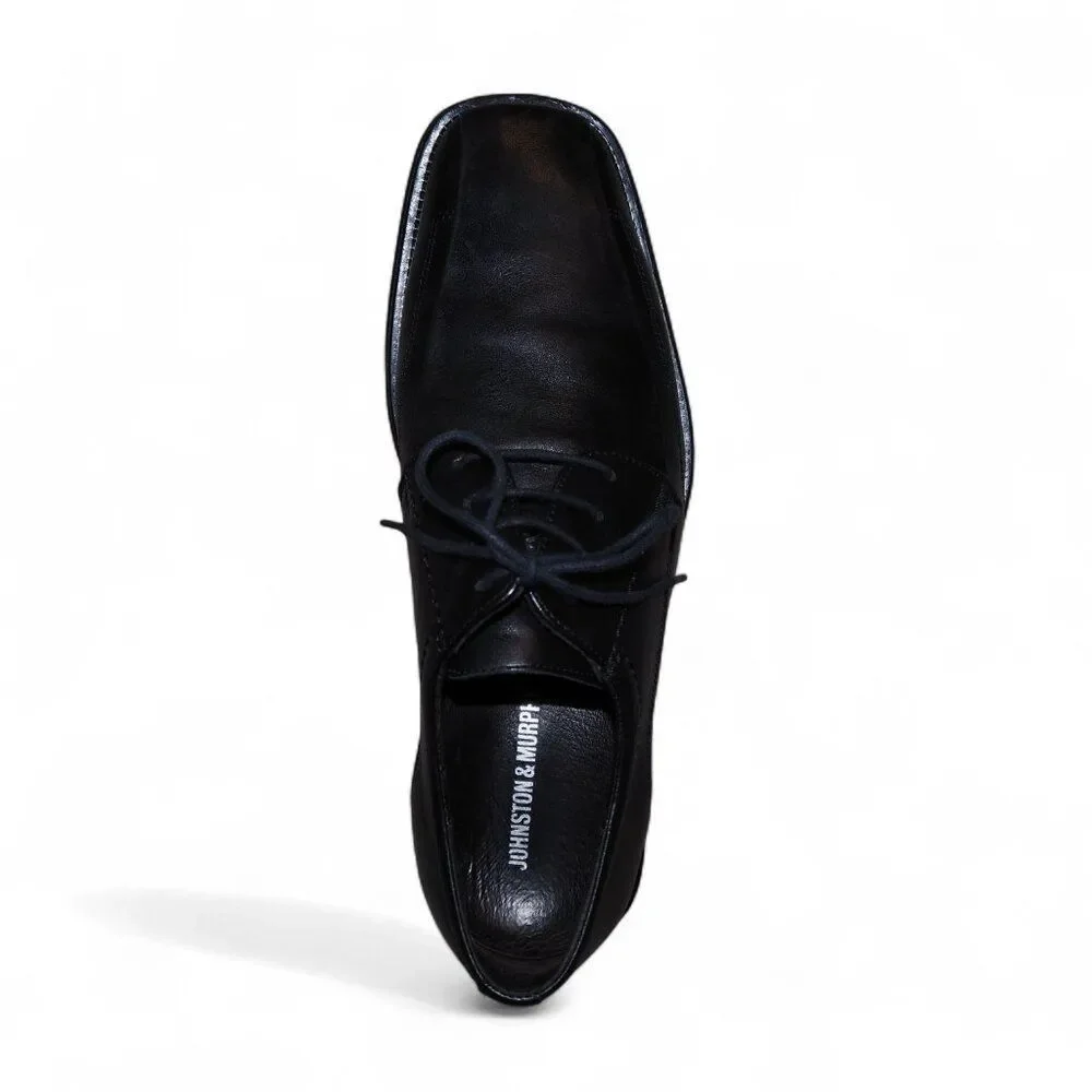Johnston & Murphy Dobson Square Toe Leather Shoes Men's 8.5M Black Dress 1435‎